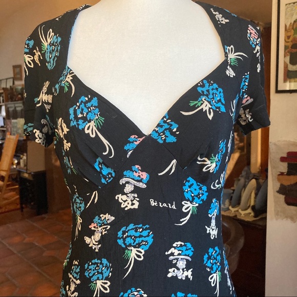 Vtg 90s Anna Sui Small Berard Faces Dress S 2 4 6 - Picture 3 of 15